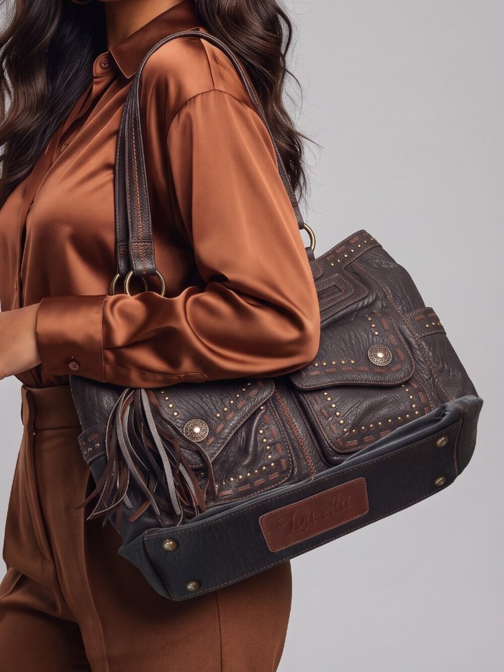 Y2K brown boho purse w/ tassel - Lou-ella brand